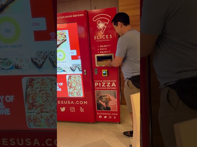 A PIZZA 🍕 VENDING MACHINE?! This was at the Olive 8 in Seattle.