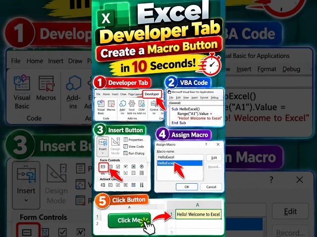 Excel Developer Tab 🔥 | Create a Macro Button in 10 Seconds!