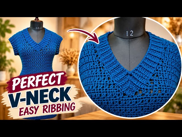 The PERFECT Crochet V-Neck Ribbing! 😍 Easy & Beautiful Finish