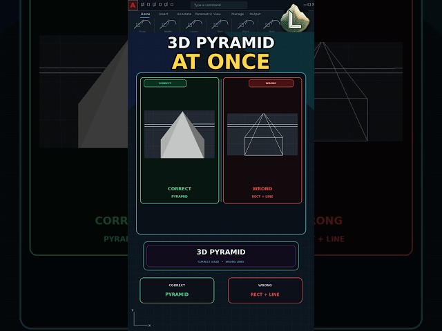 Make a 3D Pyramid in AutoCAD with PYRAMID