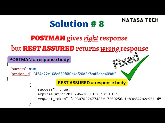 #Solution -  8 | POSTMAN Gives Right Response But REST ASSURED Returns Wrong Response | #NATASATech