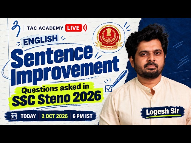 SSC Steno 2026 Sentence Improvement Questions | Logesh Sir | தமிழில்