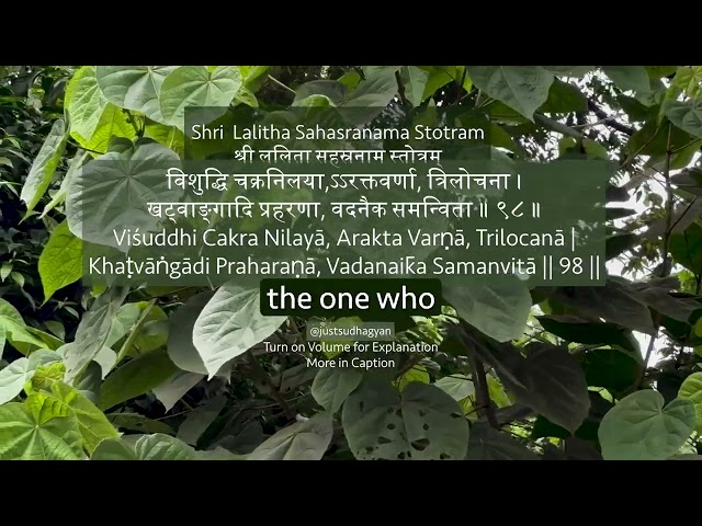 Shri Lalitha Sahasranamam Shlokas 96-100  with Meaning | Powerful Daily Chanting |Just Sudha Gyan