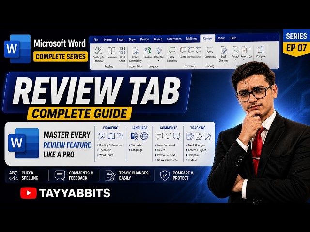 Microsoft Word Review Tab Explained 🔥 Track Changes, Comments, Compare & Protect | EP 07