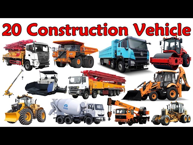 20 कंस्ट्रक्शन व्हीकल के नाम🏗️|Top 20 Construction Vehicle Name with Pictures for Kids#Construction