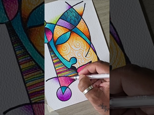Draw and color abstract face #doodle #abstract #colourful #art #draw #color #sketch