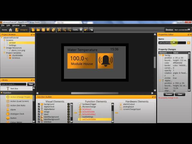PanelPilotACE Tutorials: Advanced 4 - Timer, Loading Variables, Action (Change Property)
