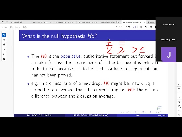 Research Methods Hypotheses Mann Whitney U test