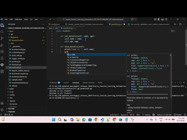 Self in python with example