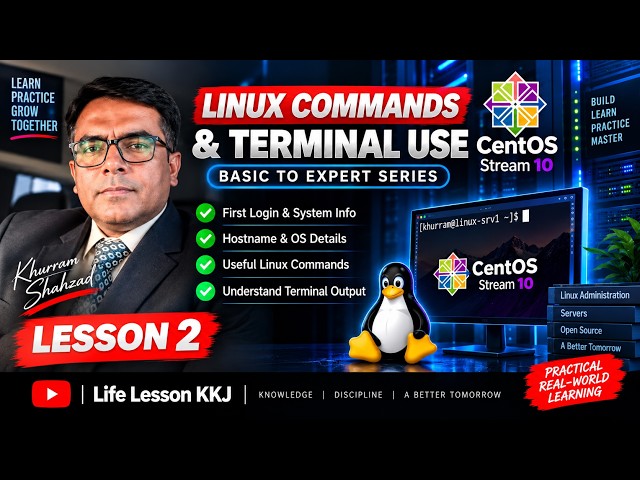 Linux Commands for Beginners | CentOS Stream 10 Terminal Tutorial | Lesson 2 | Life Lesson KKJ