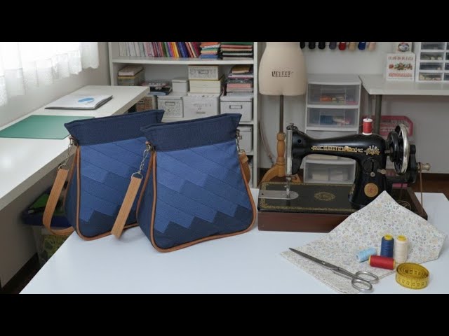 How to sew a patchwork crossbody:Let's sew a patchwork bag with jeans and (patchwork idea)🪡🪡
