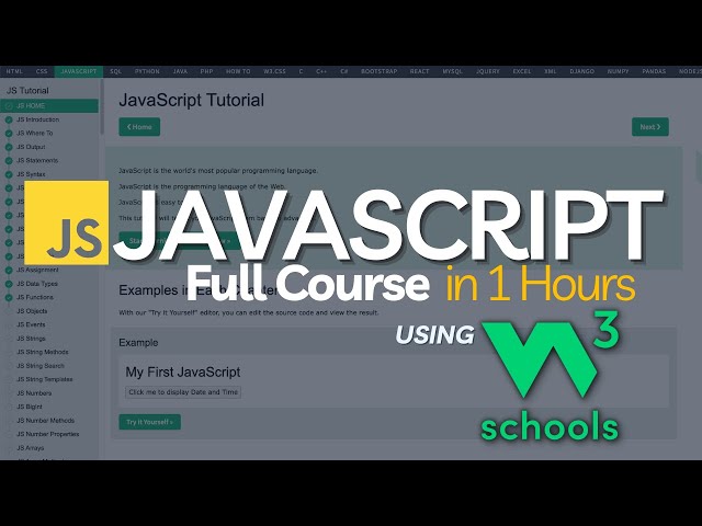 W3Schools JavaScript Tutorial in 1 Hour  | Master JavaScript using W3Schools