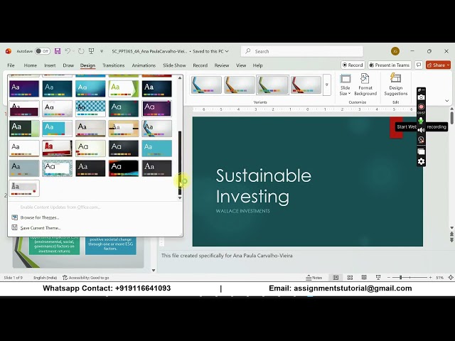 Shelly Cashman PowerPoint 365 | Module 4: SAM Project A Wallace Investments
