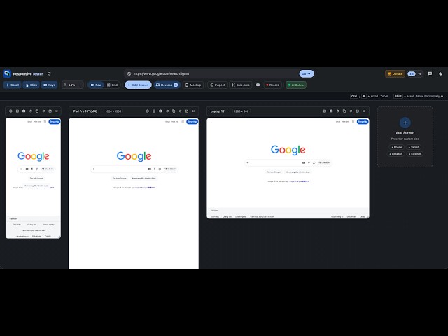 Responsive Tester Demo — Multi-Screen Responsive Testing, Screenshots & AI Automation