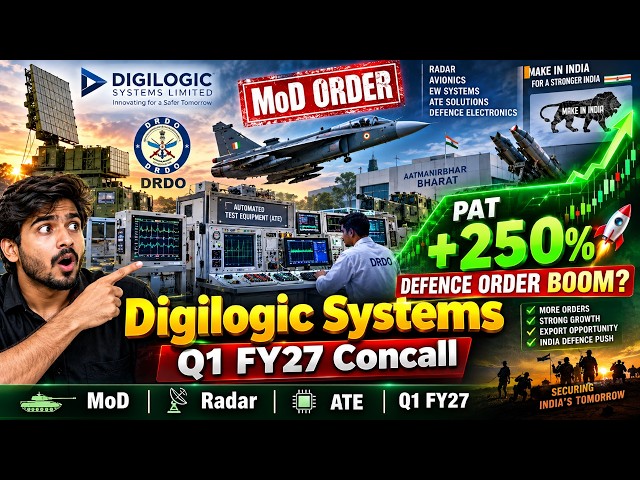 Digilogic Systems Q1 FY27 Concall | PAT +250% 🚀 Defence Order BOOM | MoD & Radar Story