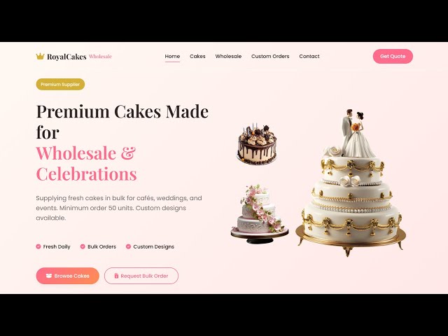Responsive Cake Bakery Website in HTML CSS JavaScript | Complete Website Tutorial Step by Step