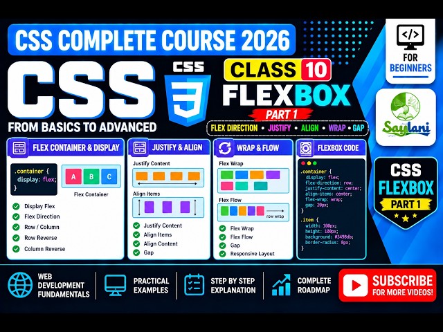 CSS Complete Course 2026 | Class 10 | CSS Flexbox Part 1 | Flexbox Properties Explained | Urdu/Hindi
