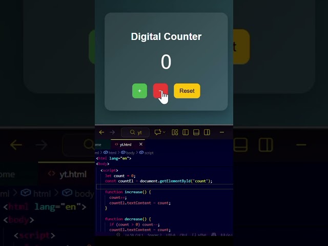 Mini Digital Counter Project using HTML CSS & JavaScript