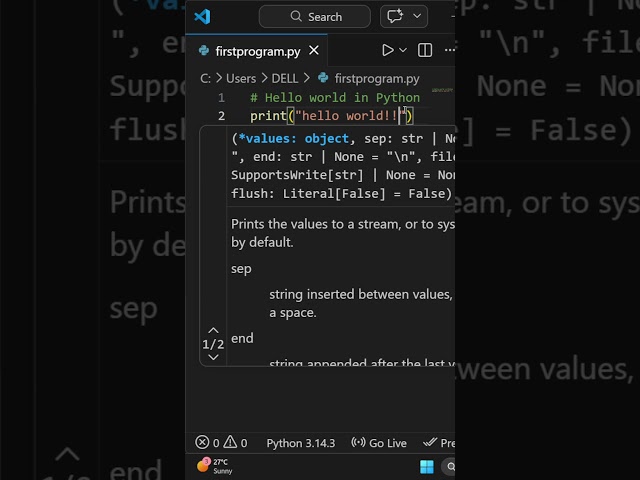 THIS Is How You Start Python #programming #beginner #shorts