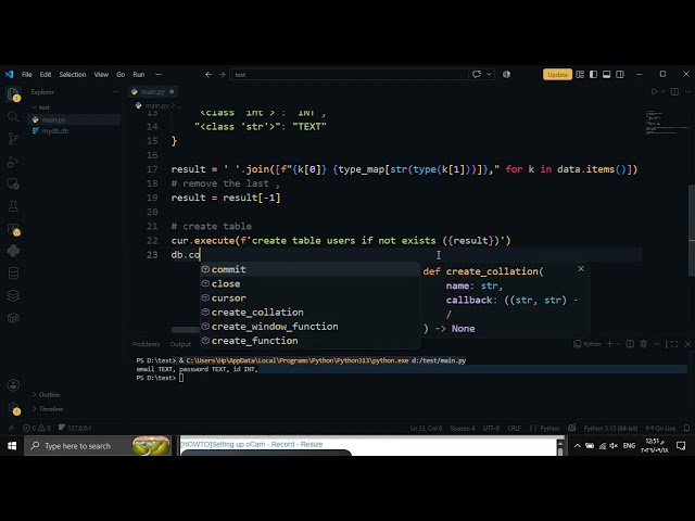 Automate SQLite Table Creation from a Python Dictionary