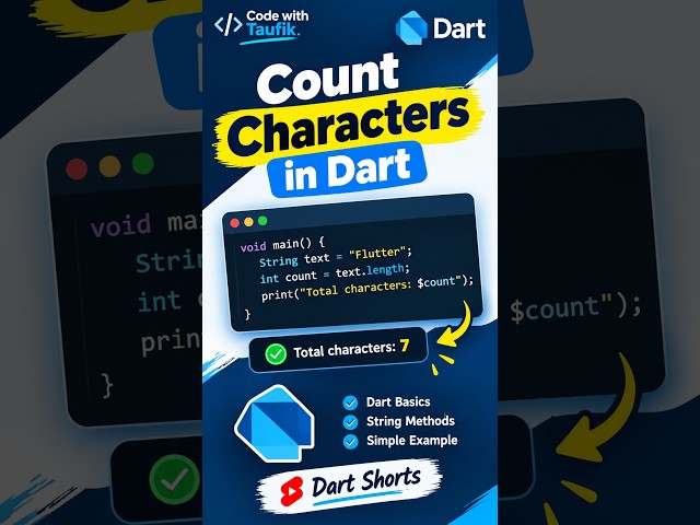 Count Characters in Dart | Dart Programming Shorts 🔥 #shorts