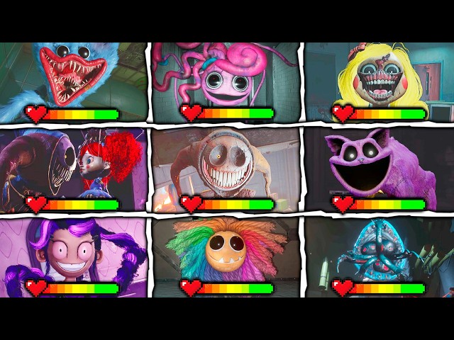 Poppy Playtime: Chapters 1 to 5 - All Bosses & Death Scenes With Healthbars