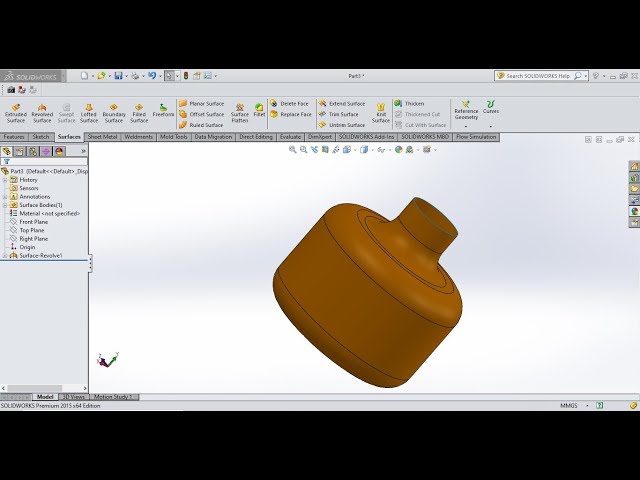 Solidworks Tutorial | How to surface revolve in solidworks