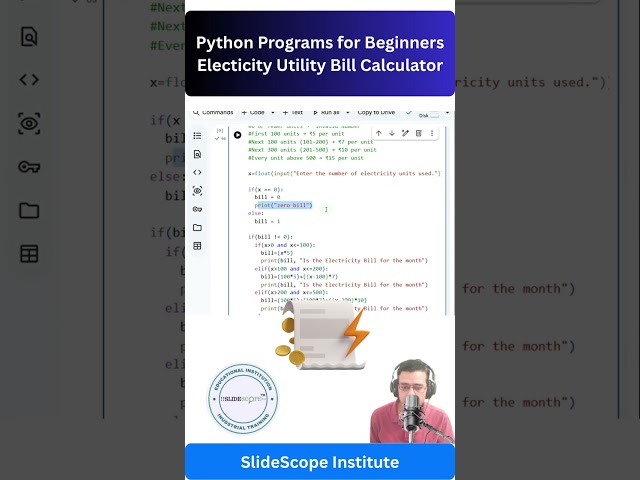 Python Programs for Beginners Electicity Utility Bill Calculator.