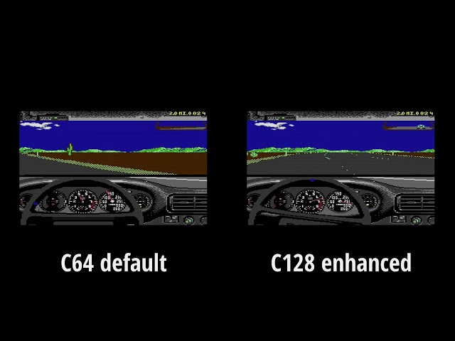 Test Drive 2 - Commodore 64 Ultimate - C128 enhanced mode FPS Comparison