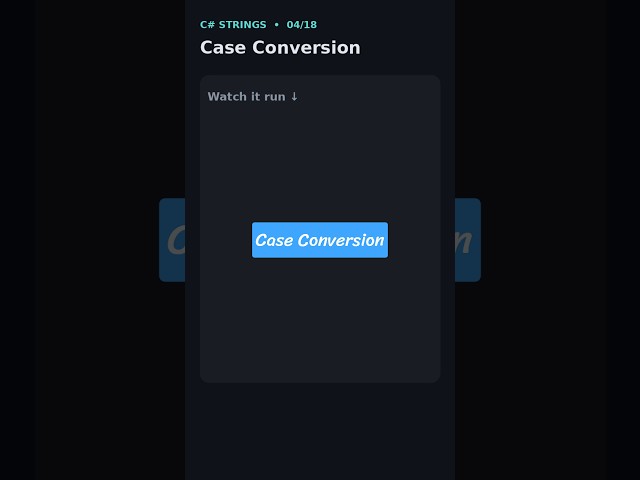 Case Conversion UPPERCASE ⇄ lowercase in C# Instantly 🔡 #Shorts