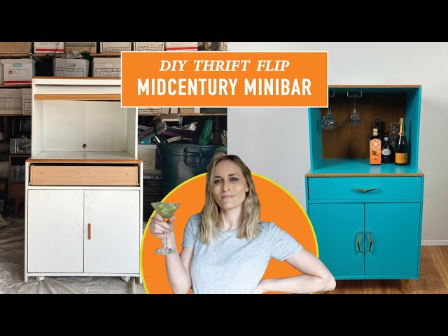 DIY Midcentury Minibar Makeover | My Most Epic Furniture Flip EVER