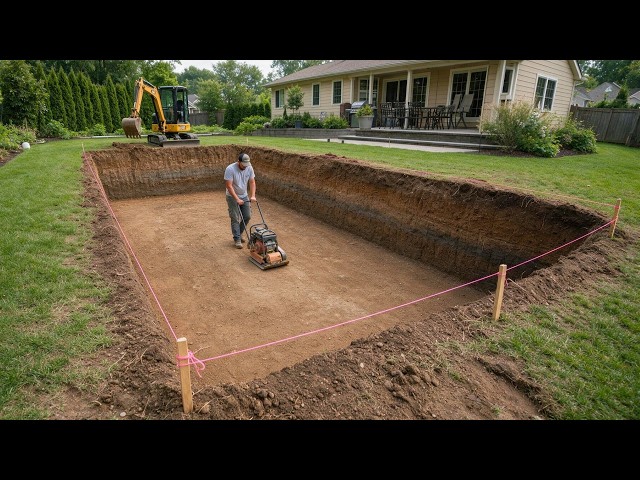 Man Builds Stunning SWIMMING POOL In His Backyard | Start To Finish By @EricLeCarreleur