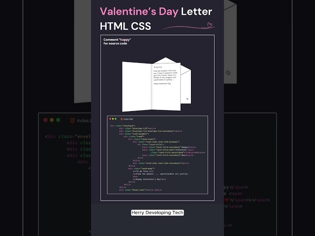 💌 Create a Beautiful Valentine's Day Letter with HTML & CSS | Web Design Magic ❤️ ||#shorts #video