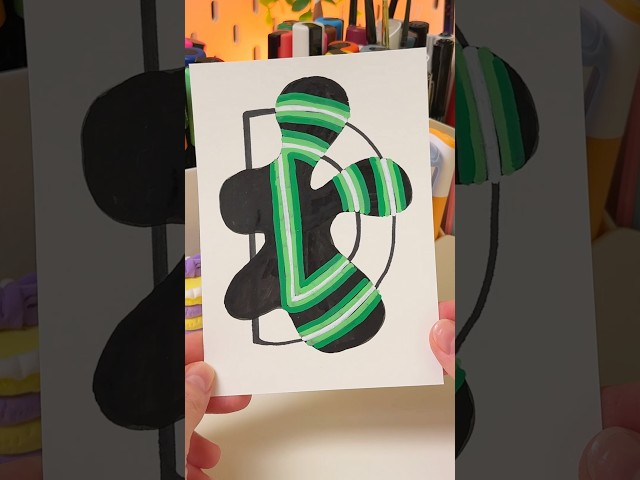 ASMR Drawing Letter “D” with Neon Technique #shorts #asmr #notalking