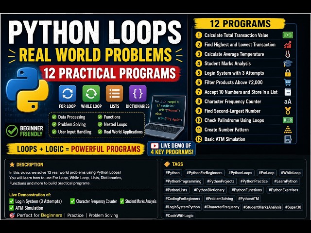 Python Loops – Real-World Problems | 12 Practical Programs - Part1