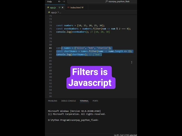 Filters in Javascript  #shorts #short #shortsfeed #shortvideo #infysky #coding