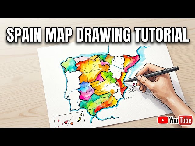 Spain Map Drawing tutorial for beginners | Easy World Map Tutorial for beginners 