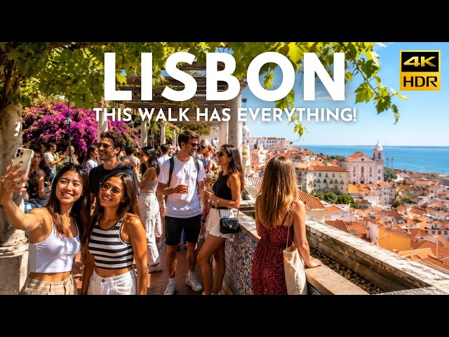 LISBON 4K Walking Tour | Historic Route Rossio Square to Castle Viewpoint