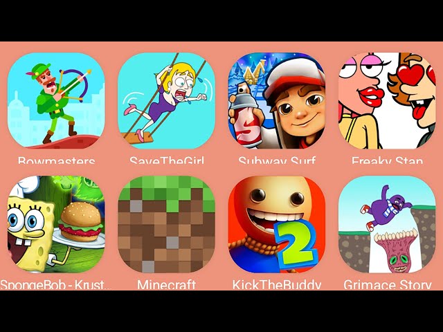 Gramic Monster Scary survival,Kick The Buddy,Minecraft,Emoji Puzzle,Survival Story,Bowmasters,HCR 2