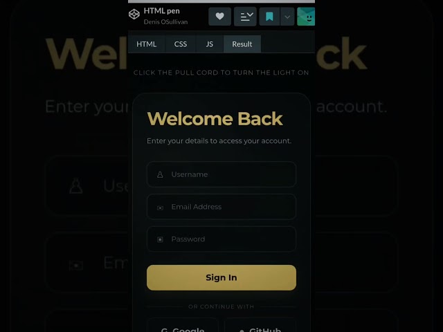Animated Login Form UI using HTML & CSS | Modern Login Design #shorts #html #css #webdevelopment