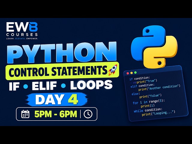 Python Control Statements Explained 🚀 | If, If-Else, Elif, Nested If, Match-Case & Loops | Day 4