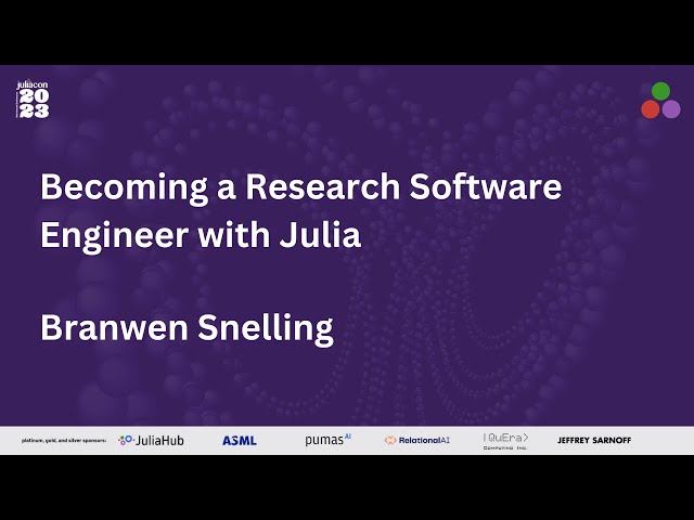 Becoming a Research Software Engineer with Julia | Branwen Snelling | JuliaCon 2023