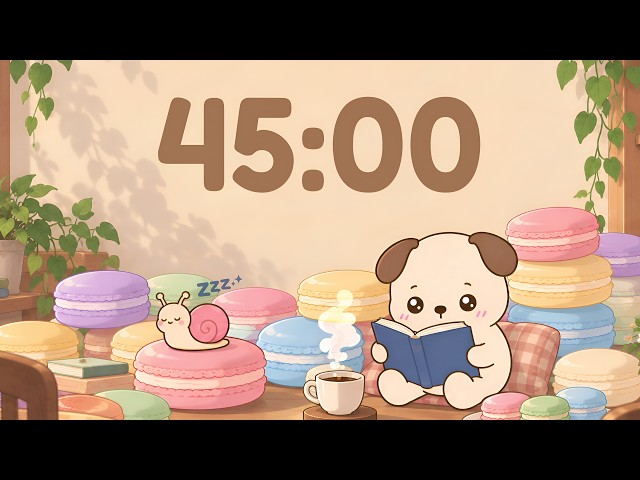 45 minute timer 🐶 Lofi for study and focus (Macaron scene)