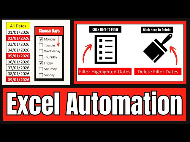 😱 Insane Excel Automation | ✅Checkbox to Highlight, Filter & Delete Weekdays for Whole Year in Excel