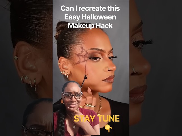 You NEED to try this spider web makeup 🕸️🔥 #halloween #makeuptutorial #makeup  @shania_parris