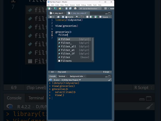 R Studio: Tidy Tip filter() rows