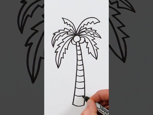 Palm Tree Step by Step Drawing #drawing #shorts #art #shortsvideo