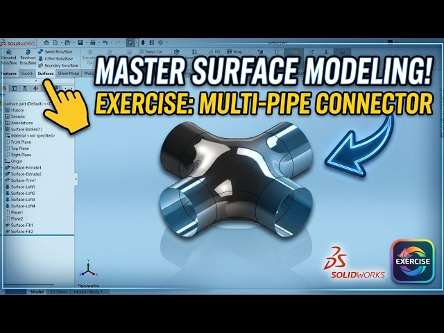 SolidWorks Surface Part Exercise | Step-by-Step Surface Modeling Tutorial