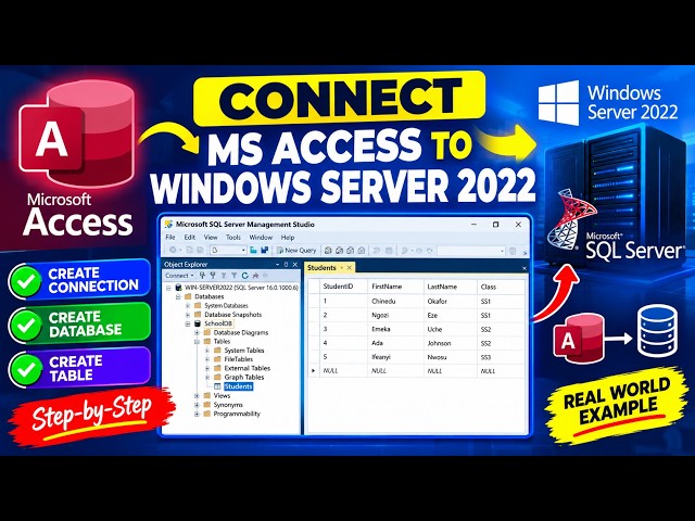 How to Connect MS Access to SQL Server 2022 | Create Database & Tables in SSMS