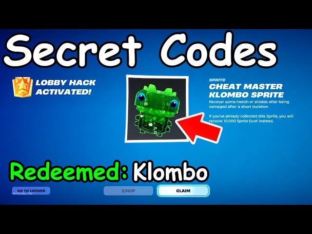 *NEW* CHEAT MASTER KLOMBO SPRITE CODE in FORTNITE SEASON 4 SPRITE CODES! (New Secret Codes)